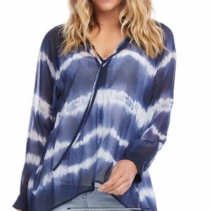KAREN KANE NAVY TIE DYE CHIFFON BLOUSE